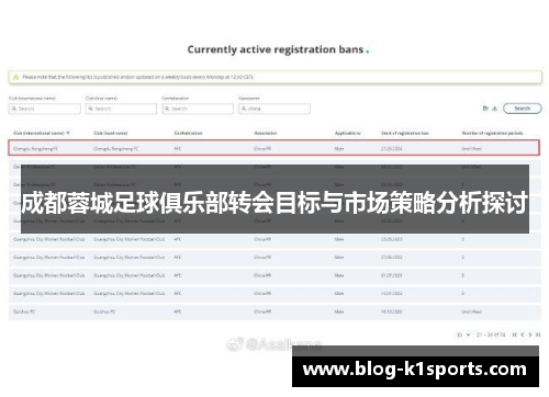 成都蓉城足球俱乐部转会目标与市场策略分析探讨